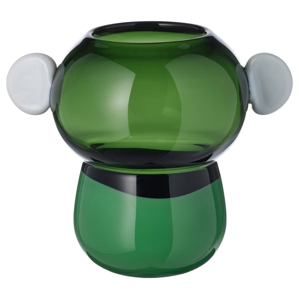 IKEA PS 2026 Vas, glas/grön/vit, 22 cm