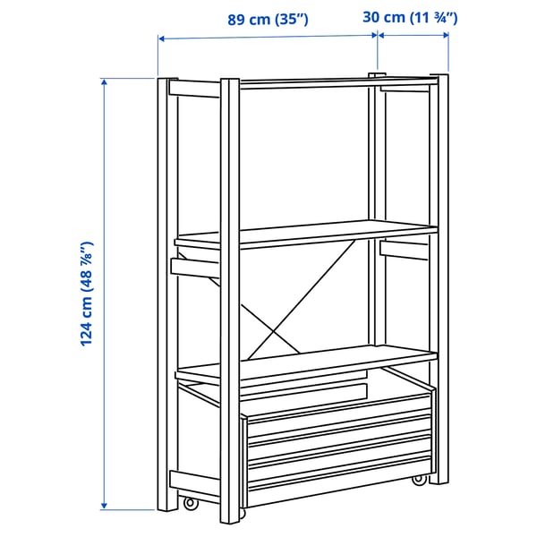 Illustration med mått för produkten: IVAR.