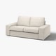 Modern beige soffa, KIVIK, kantig form, låga armar, rena linjer.