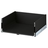 KNIVSHULT svart låda, elegant och modern, mörk finish, metalllöpare, rektangulär form.