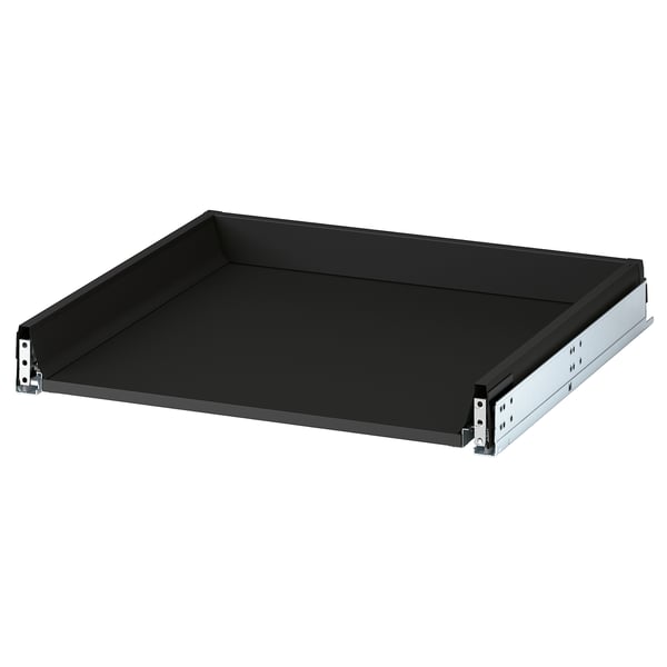 KNIVSHULT svart låda, snygg och modern, mörk finish, stål och spånskiva, rektangulär, slät glidning, fullt utdrag.