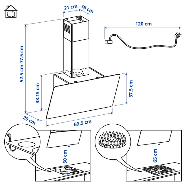 Illustration med mått för produkten: KNUVEBO.
