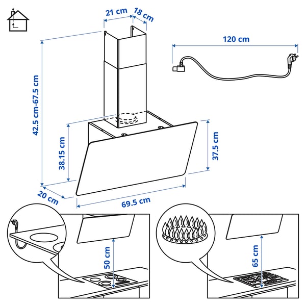 Illustration med mått för produkten: KNUVEBO.