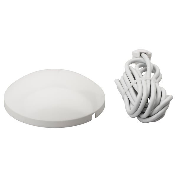KOPPLA vit takkopp och lindad sladd, abs-plast, cirkulär, stilren design.