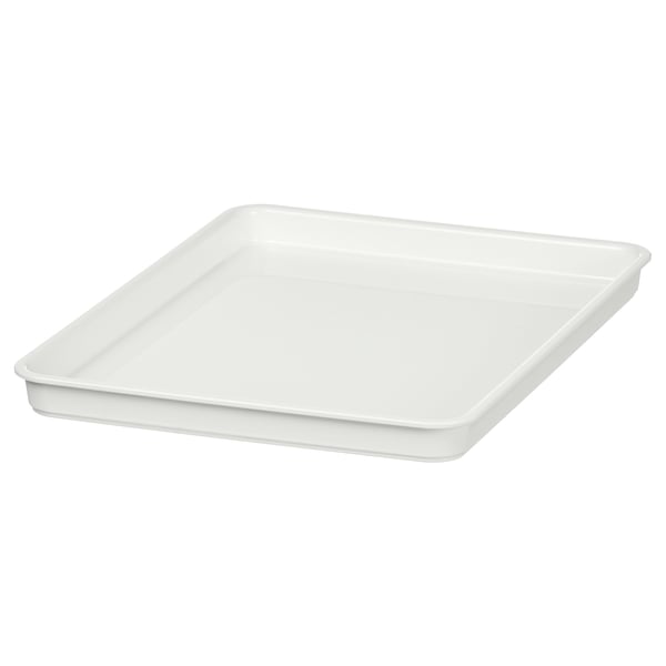 KUGGIS förvaringslock i vit plast, rektangulär form med slät design.