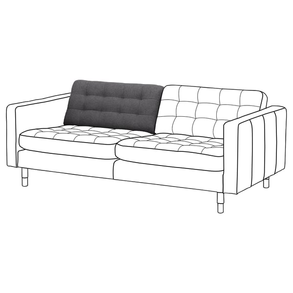 LANDSKRONA grå soffa, tuftad modern design, återvunnen polyester.