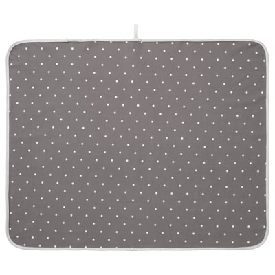 Polkadot grå babymatta, bomull och polyester, mjuk, fyrkantig, vikbar.