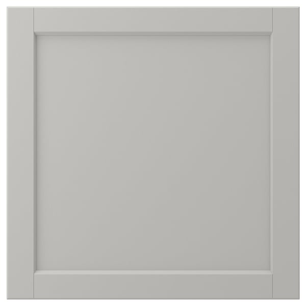 Köksskåpet LERHYTTAN, ljusgrått, fyrkantigt, massivt trä med panel.