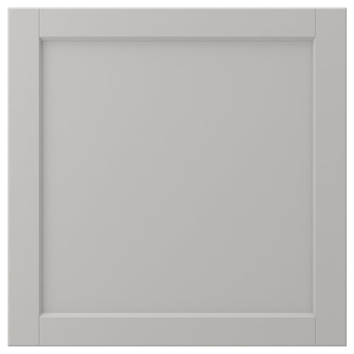Köksskåpet LERHYTTAN, ljusgrått, fyrkantigt, massivt trä med panel.