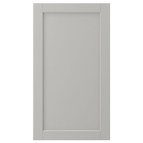 LERHYTTAN: grå kökslucka, ram i massiv björk, fasade kanter, fanerpanel, kvadratisk form, klassisk design.