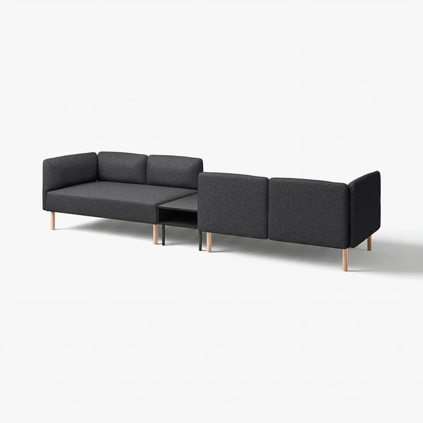 LILLEHEM modulsoffa i grått, modern design, tygklädsel, träben.