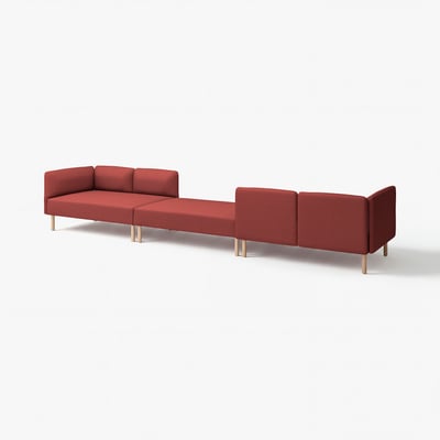 LILLEHEM röd modulsoffa, modern design, träben, mjukt tyg, mångsidiga sittplatser.