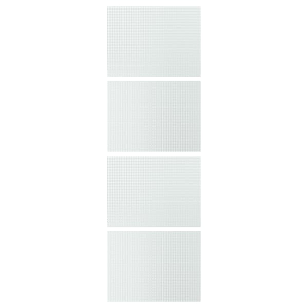 LUNDBRÄSMA 4 paneler till ram för skjutdörr, rutmönstrat glas, 75x236 cm