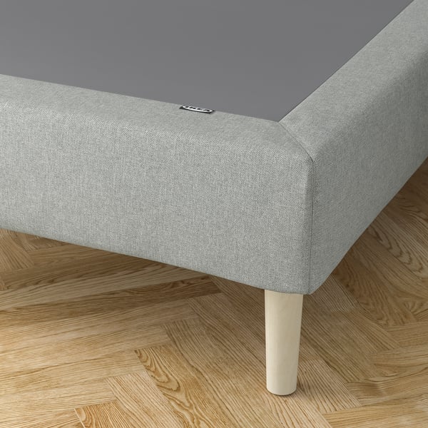 LYNGÖR Kontinentalsäng, Valevåg medium fast/ljusblå Tibbleby beige/grå, 90x200 cm