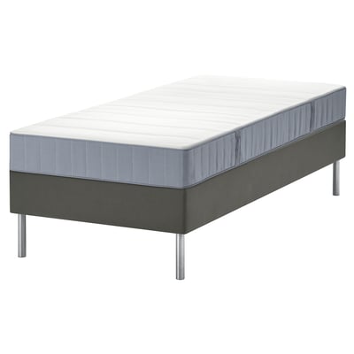 IKEA LYNGÖR rullmadrass i grått med metallben.