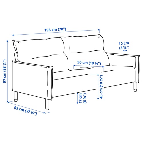 Illustration med mått för produkten: MANNARP.