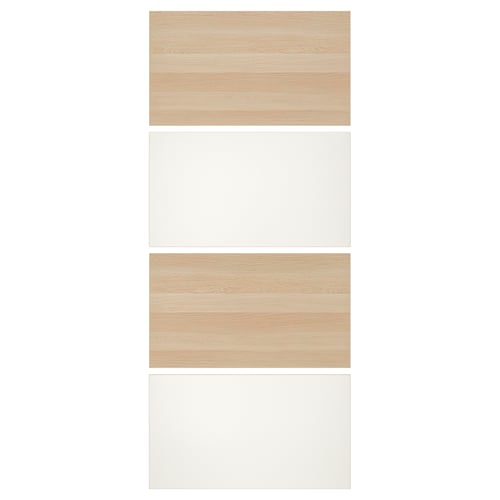 MEHAMN dörrpaneler: ljus trä fram, vit baksida, rektangulär.