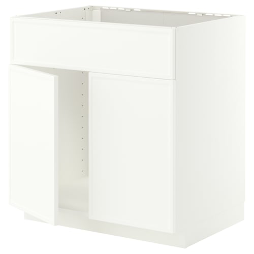 METOD Bänksk f diskbänk m 2 dörrar/front, vit/Aspudden matt vit, 80x60 cm