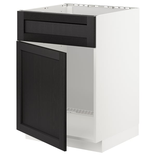 Svartbetsad ask ikea METOD köksskåp, rektangulärt och modernt.