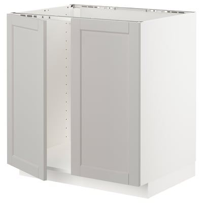 Köksskåpsstommen METOD i ljusgrått har en klassisk design och en robust konstruktion.