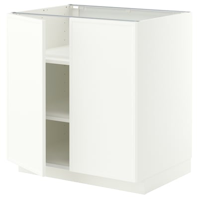 METOD Bänkskåp med hyllplan/2 dörrar, vit/Aspudden matt vit, 80x60 cm