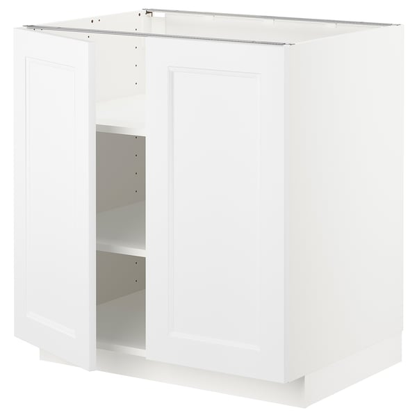 Vitt METOD köksskåp, rektangulärt, design med två dörrar, robust ram, modern stil.
