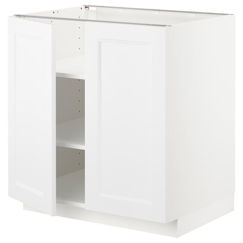 Vitt METOD köksskåp, rektangulärt, design med två dörrar, robust ram, modern stil.