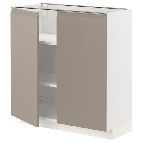 Köksbänken METOD i matt gråbeige med justerbara hyllplan och integrerat handtag. Modern, rektangulär design.
