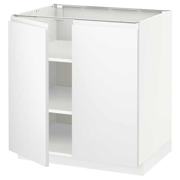 METOD vitt köksskåp, modern minimalistisk design, fyrkantig form, justerbara hyllor.