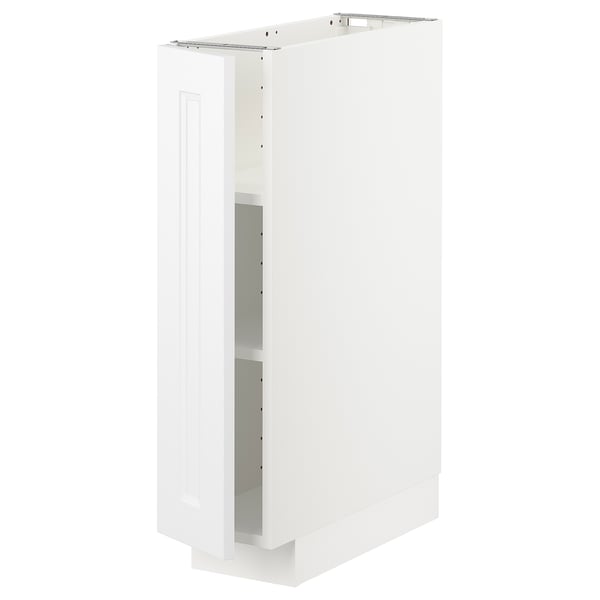 Vitt METOD köksskåp, blankt med justerbara hyllor, rektangulär form, modern design.