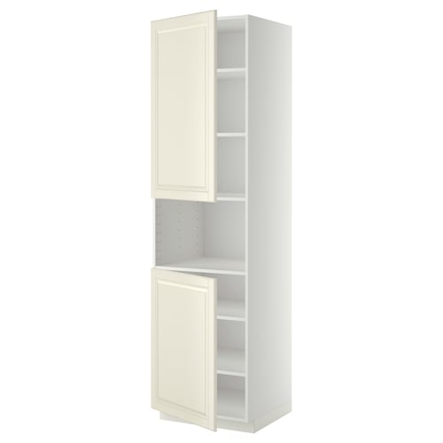 Benvitt ikea METOD köksskåp med hyllor och lådor för mångsidig förvaring.