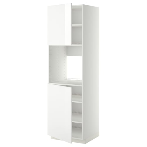 Vitt METOD köksskåp med tre hyllplan, modern och elegant design.