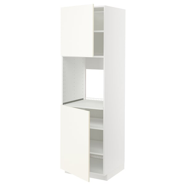 Vitt METOD köksskåp, högt med hyllor, modern design.