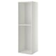 Ett vitt METOD-högskåp för köksförvaring, med en enda hylla och en perforerad insida för justerbara hyllor.