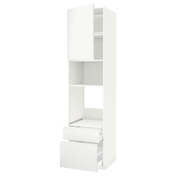 Vit köksdel från METOD, minimalistisk design, öppna hyllor och lådor.