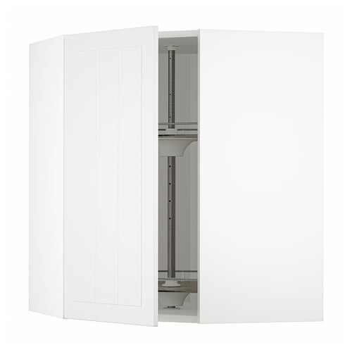 METOD vitt köksskåp med justerbar glashylla, modern design.