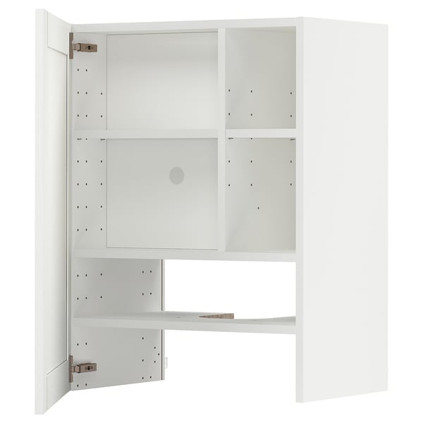 Vitt METOD-köksskåp, klassisk design med träfibrer, flera hyllor.