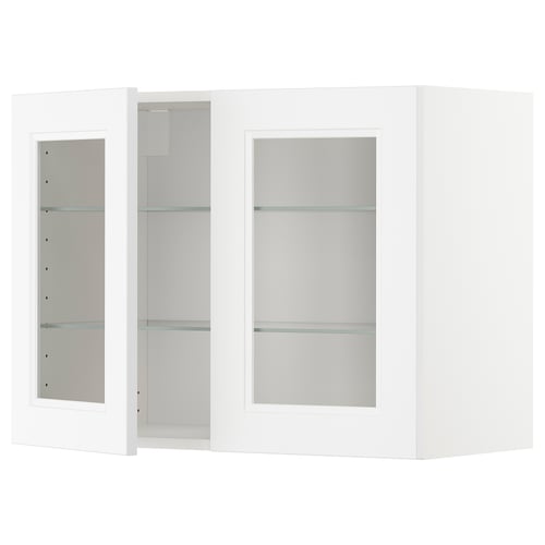 Vitt METOD köksskåp med glasdörrar, modern minimalistisk design.