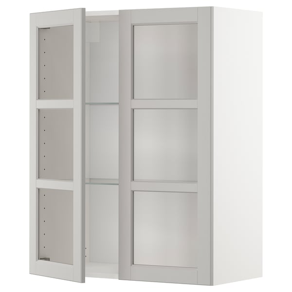 Vitt METOD väggskåp med glasdörrar, modern design.