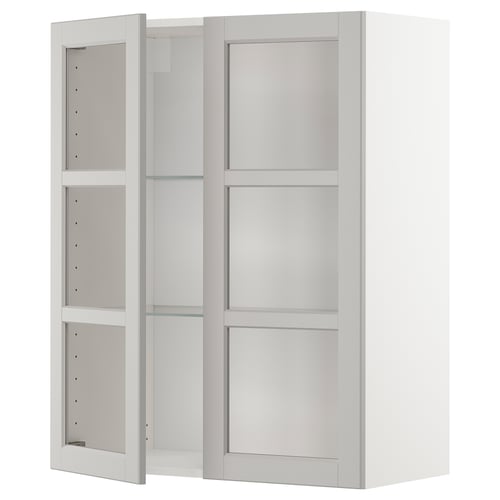 Vitt METOD väggskåp med glasdörrar, modern design.