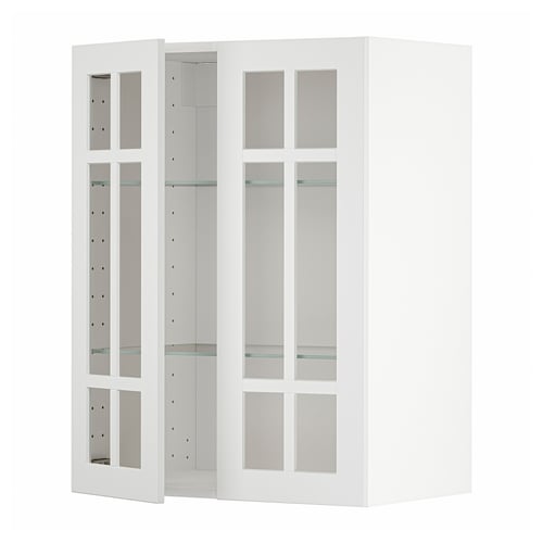 Vit METOD köksbänk med glasdörrar, rektangulär, modern design.