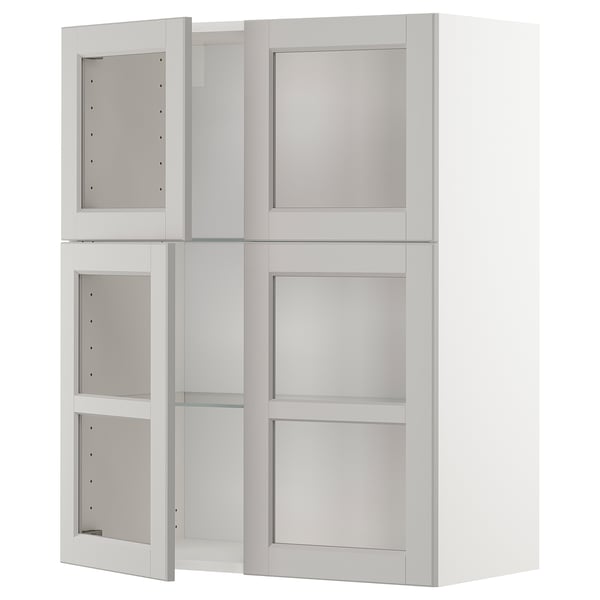 METOD vit köksmöbel med glasdörrar, fyrkantig form, elegant design.