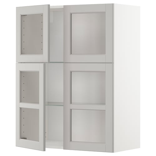 METOD vit köksmöbel med glasdörrar, fyrkantig form, elegant design.