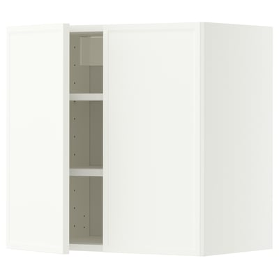 METOD Väggskåp med hyllplan/2 dörrar, vit/Aspudden matt vit, 60x60 cm
