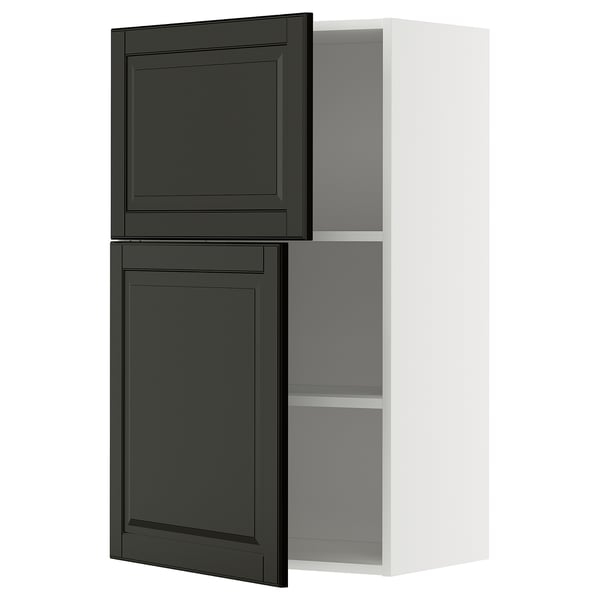 Modernt svart köksskåp med justerbar hylla, snygg design, fasade kanter.