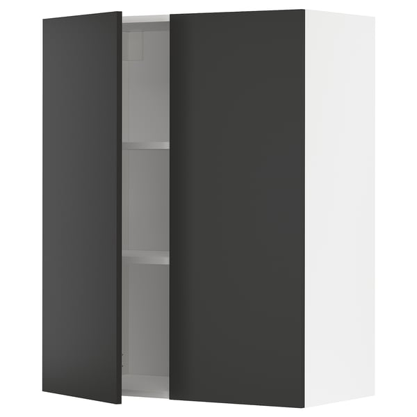 Svart METOD köksskåp, modern design, justerbar hylla, robust ram, förnicklade gångjärn.