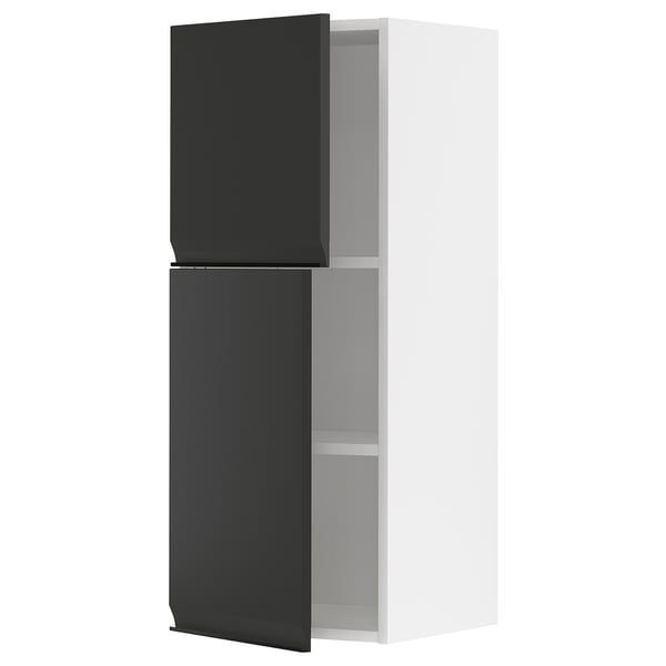 METOD köksskåp, svart, rektangulär, minimalistisk design. Två dörrar, vit ram.
