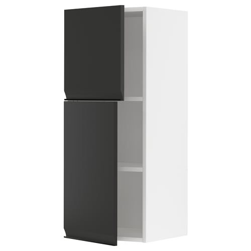 METOD köksskåp, svart, rektangulär, minimalistisk design. Två dörrar, vit ram.