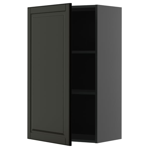 METOD väggskåp i mörkgrått med en justerbar hylla, modern design.