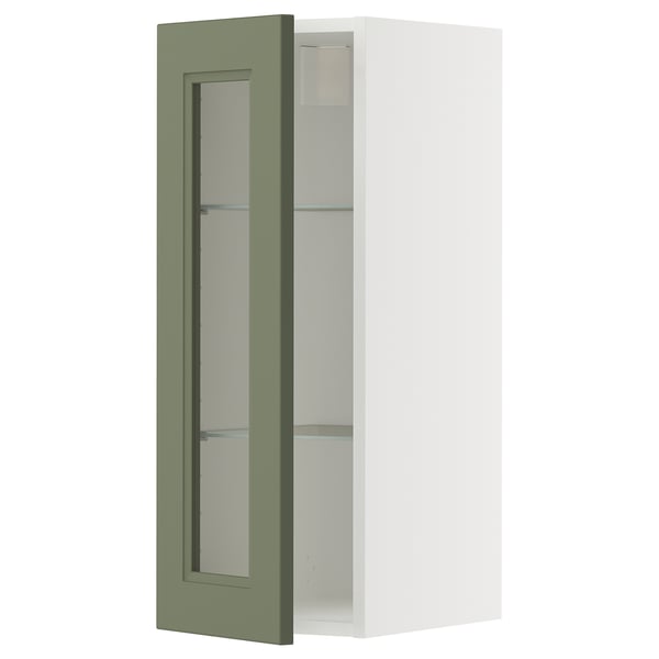 Ikea METOD köksskåp med gröngrå glasdörr, vägghängd.